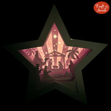 Load image into Gallery viewer, Nativity Star Frame SVG | 3D Christmas Nativity Star Cutting File