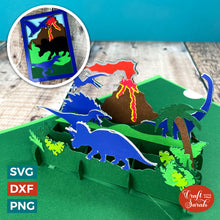 Load image into Gallery viewer, Dinosaurs Popout Card SVG | Layered Dinosaurs Greetings Card Cut Files
