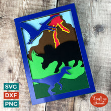 Load image into Gallery viewer, Dinosaurs Popout Card SVG | Layered Dinosaurs Greetings Card Cut Files