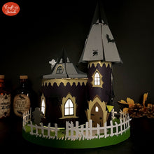 Load image into Gallery viewer, 3D Haunted House SVG | Halloween Light-Up Haunted House Cutting File