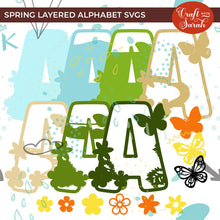 Load image into Gallery viewer, Spring Layered Alphabet | A-Z & 0-9 Alphabet SVGs