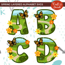 Load image into Gallery viewer, Spring Layered Alphabet | A-Z & 0-9 Alphabet SVGs