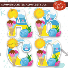 Load image into Gallery viewer, Summer Layered Alphabet | A-Z & 0-9 Alphabet SVGs