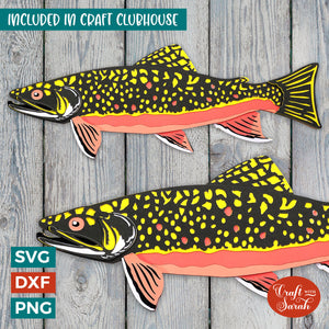 Trout SVG | Layered Brook Trout Fish Cutting File