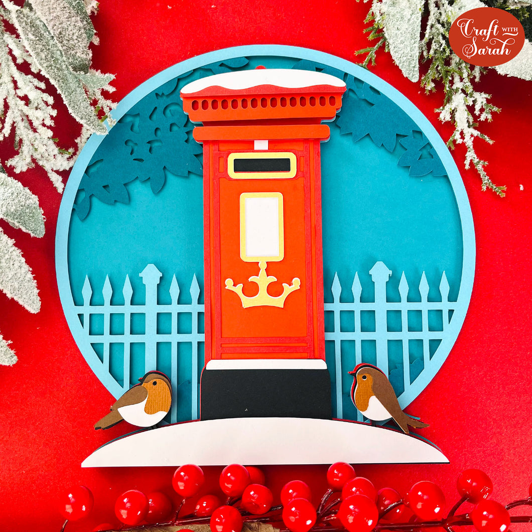 Winter Postbox SVG | Layered Christmas British Postbox Cutting File