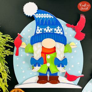 Cardinal Gnome SVG | Layered Female Christmas Gnome Cutting File