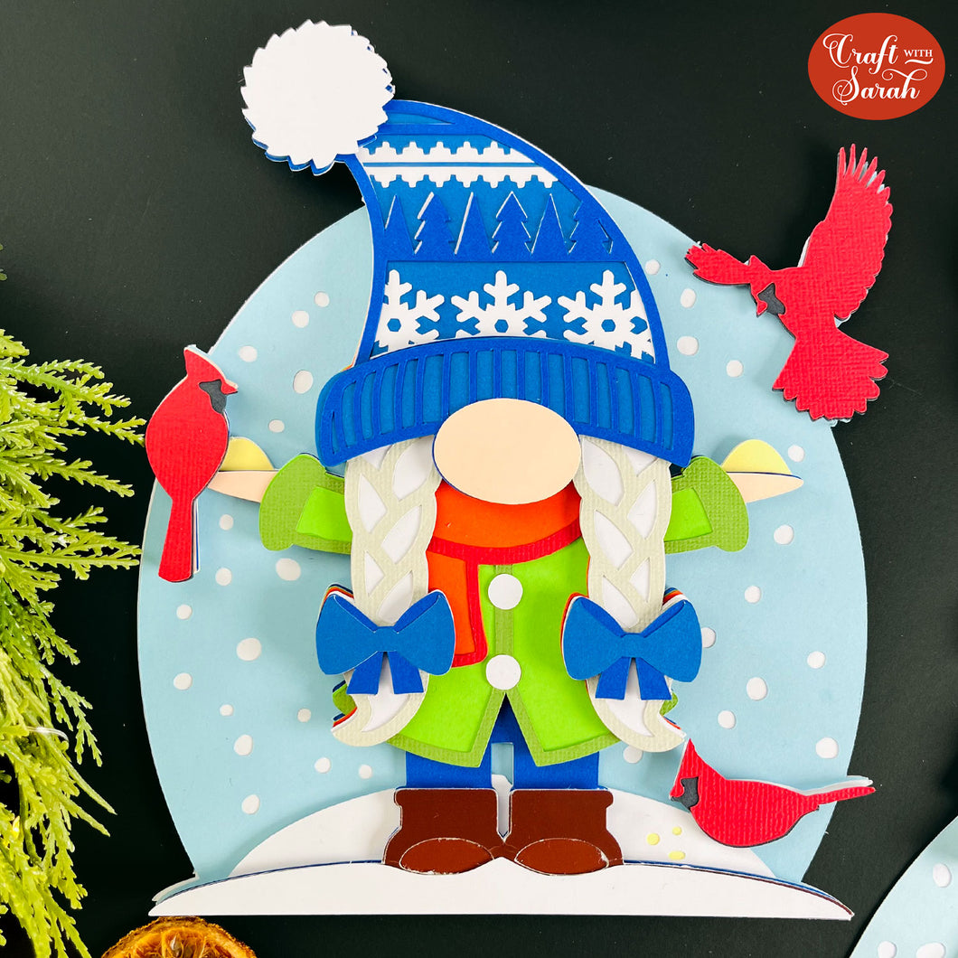 Cardinal Gnome SVG | Layered Female Christmas Gnome Cutting File