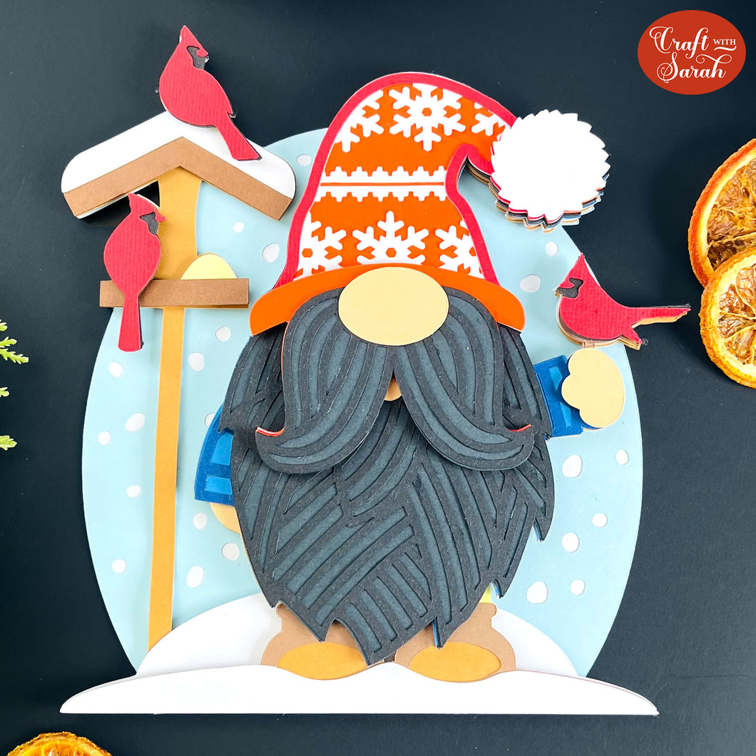 Cardinal Gnome SVG | Layered Male Christmas Gnome Cutting File