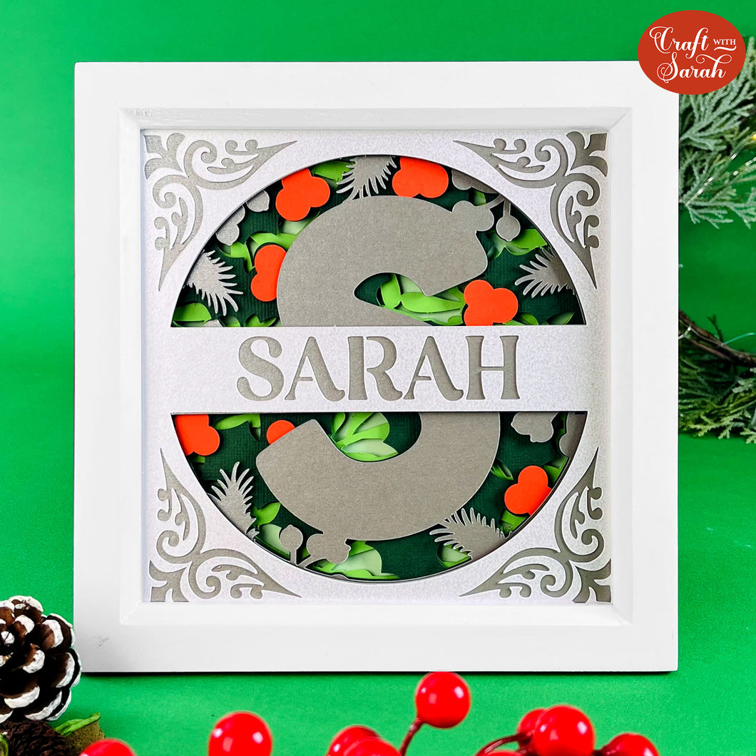 Monogram Shadow Box SVG | Layered Christmas Monogram Cutting File
