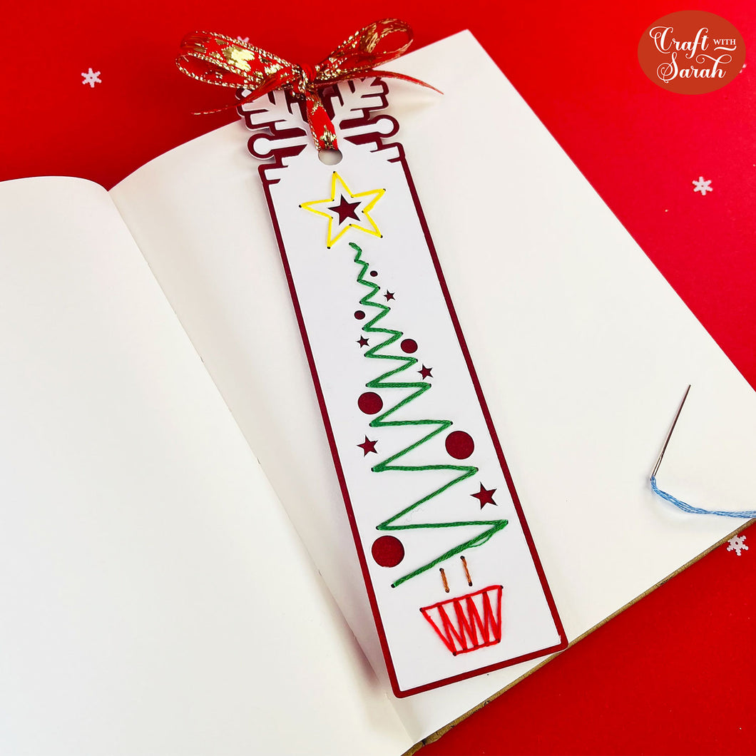 Tree Bookmark SVG | Paper Stitching Christmas Tree Bookmark Cutting File