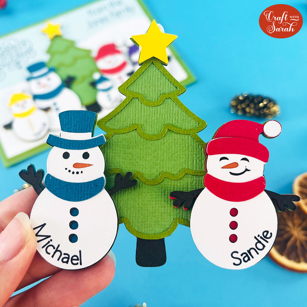 Snowman Family SVG | Festive Christmas Tree Cutting File