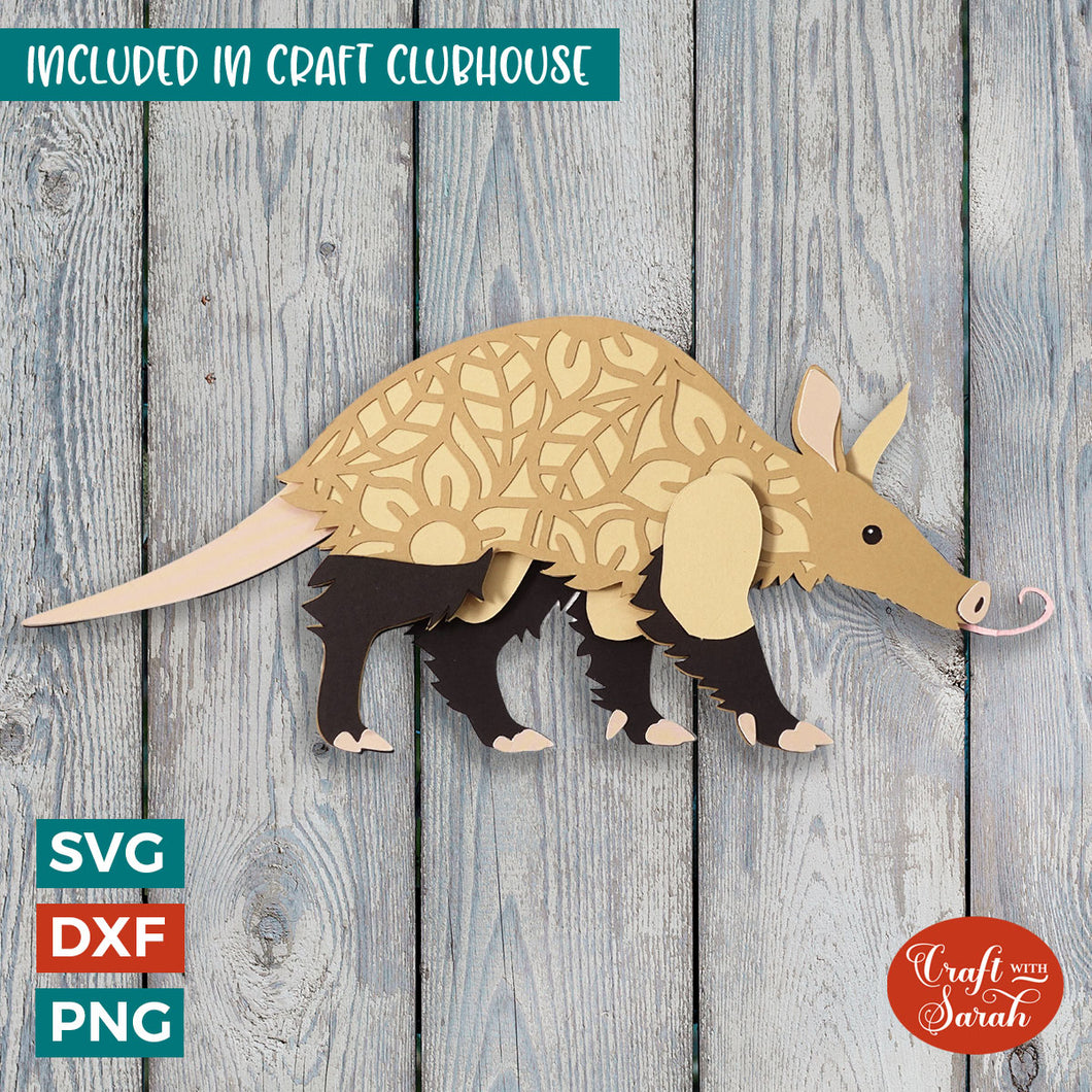 Aardvark SVG | 3D Layered Aardvark Cutting File