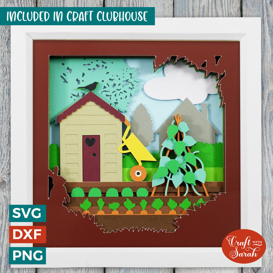 Allotment Shadow Box SVG |  Gardening Allotment Shadow Box Cutting File