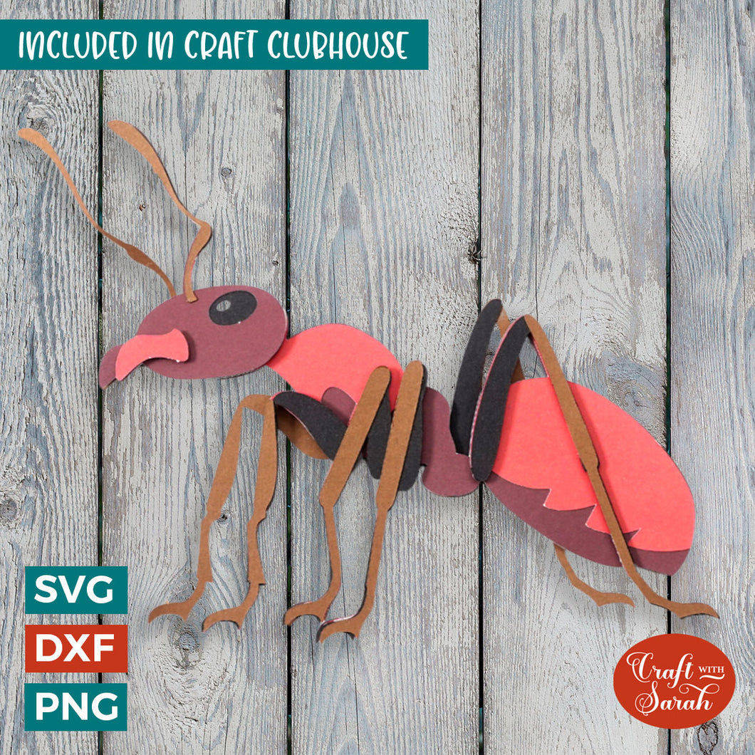Ant SVG | 3D Layered Ant Insect Cutting File