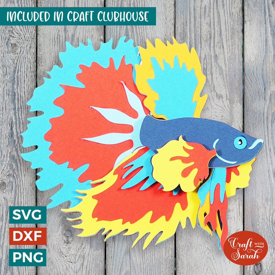 Betta Fish SVG | 3D Layered Siamese Fighting Fish Cutting File