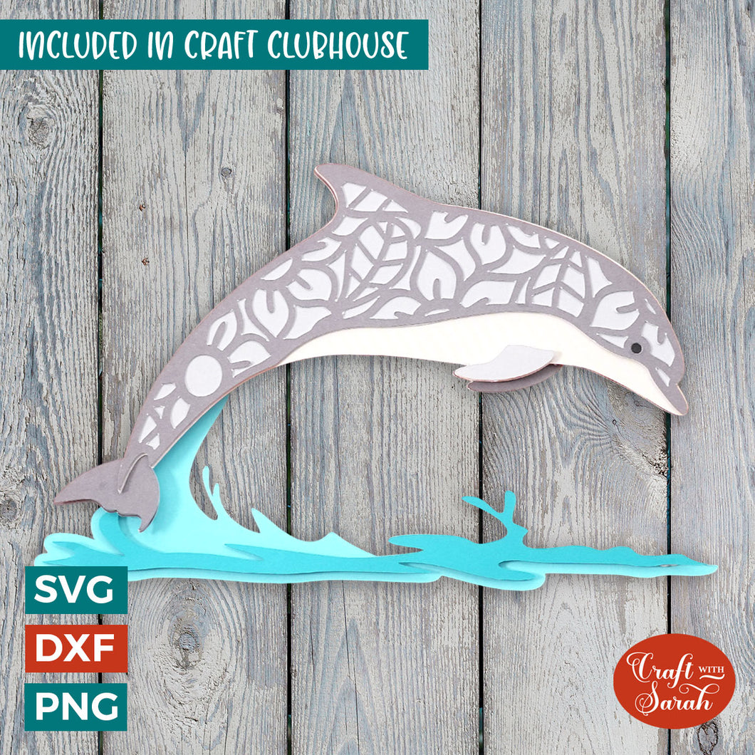 Bottlenose Dolphin SVG | Layered 3D Dolphin Cutting File