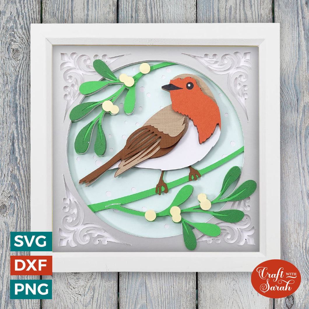 Robin Shadow Box SVG | Christmas Shadow Box Cutting File