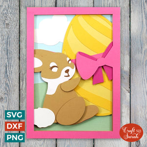 Bunny Hugging Egg Card SVG | Layered Easter Greetings Card Cutting File