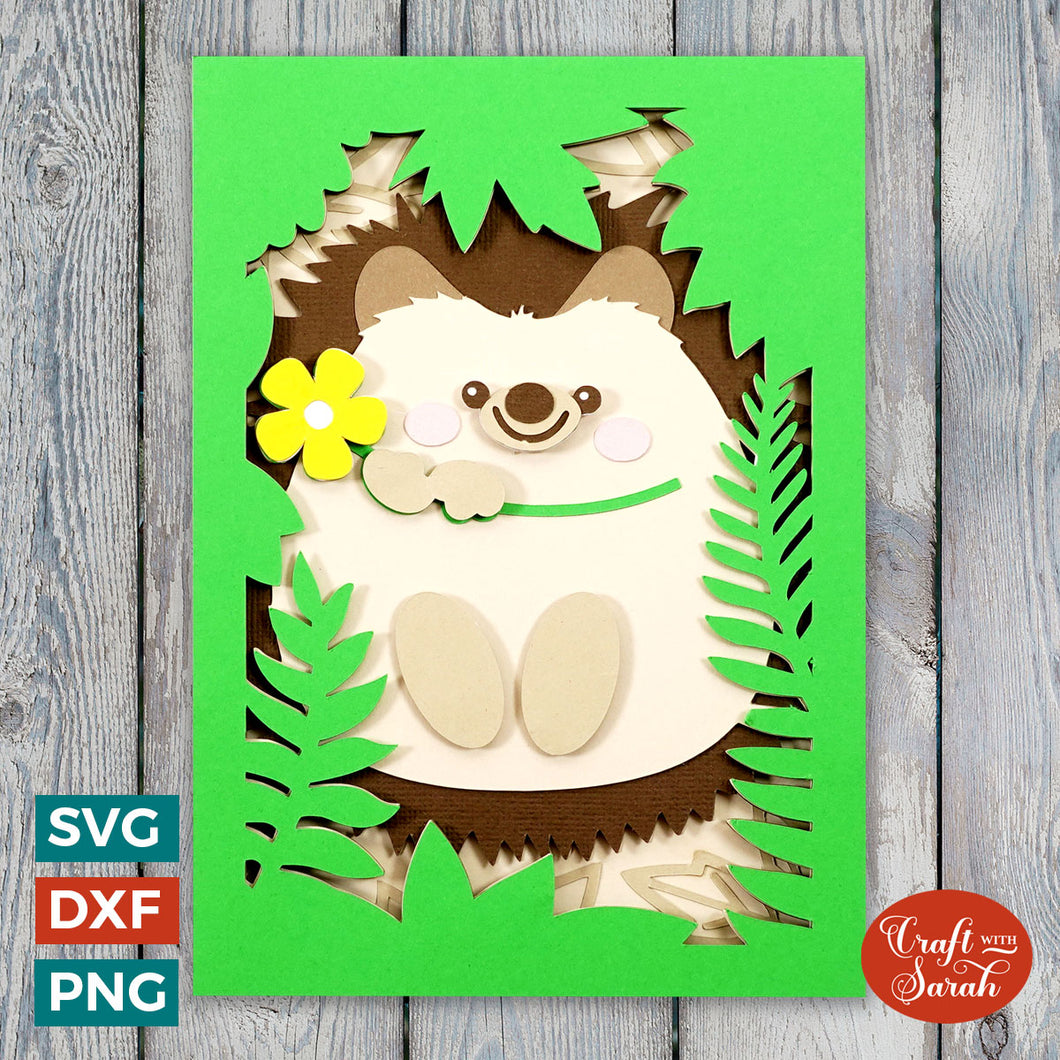 Hedgehog Card SVG | Layered Hedgehog Greetings Card Cutting File