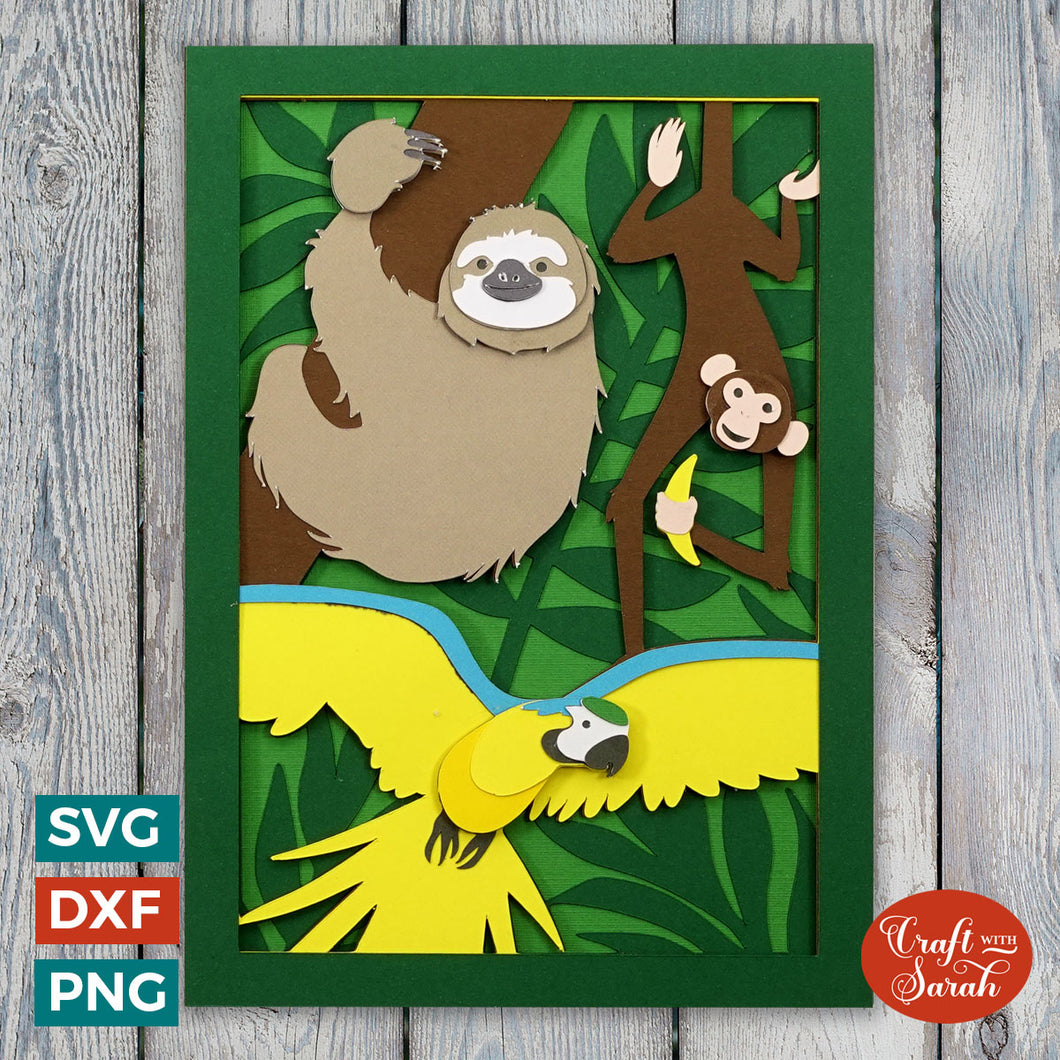 Rainforest Card SVG | Layered Rainforest Scene Greetings Card Cutting File