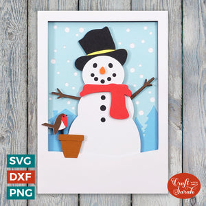 Snowman Card SVG | Layered Festive Christmas Greetings Card Cutting File