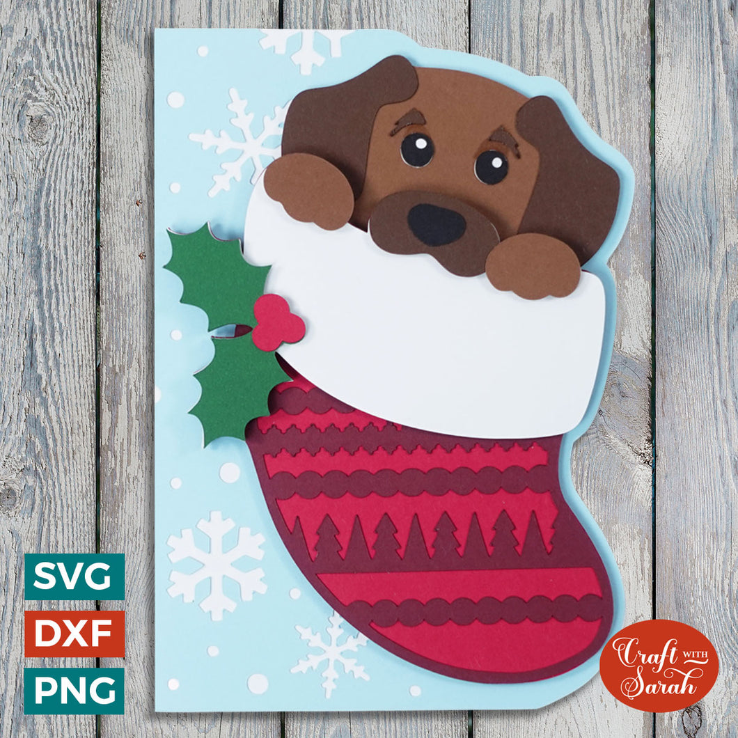 Festive Dog Greetings Card SVG | Christmas Side-Edge Card