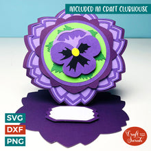 Load image into Gallery viewer, Pansy Easel Card SVG | Layered Flower Easel Greetings Card Cutting File
