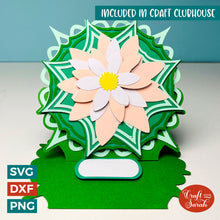 Load image into Gallery viewer, Water Lily Easel Card SVG | Layered Plant Easel Greetings Card Cutting File
