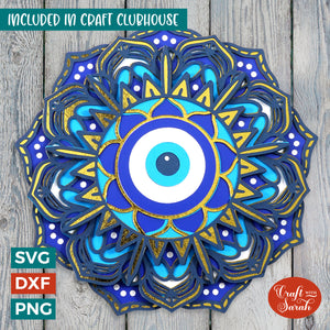 Evil Eye SVG | 3D Layered Evil Eye Mandala Cut File