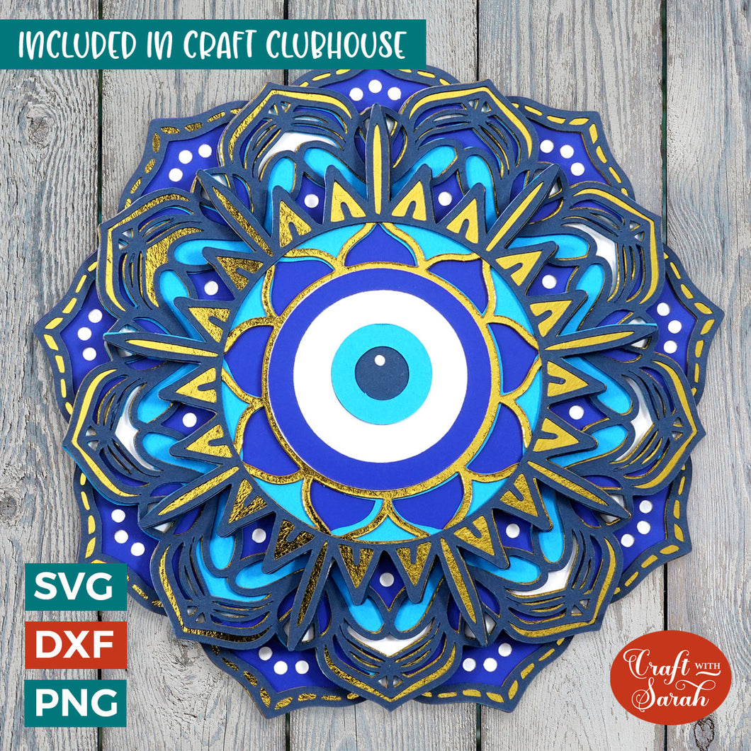 Evil Eye SVG | 3D Layered Evil Eye Mandala Cut File