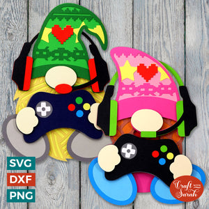 Gamer Gnome SVGs | Layered Male & Female Gaming Gonk Cut Files