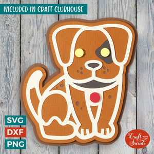 Gingerbread Dog SVG | 3D Layered Christmas Dog Cutting File