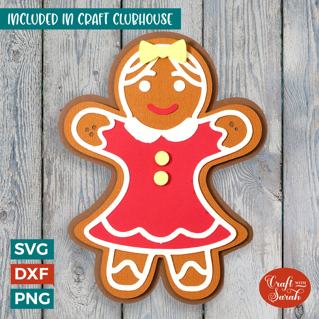 Gingerbread Woman SVG | 3D Layered Festive Gingerbread Cutting File