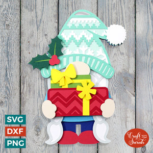 Christmas Present Gnome SVG | Festive Female Gift Gonk Cut Files