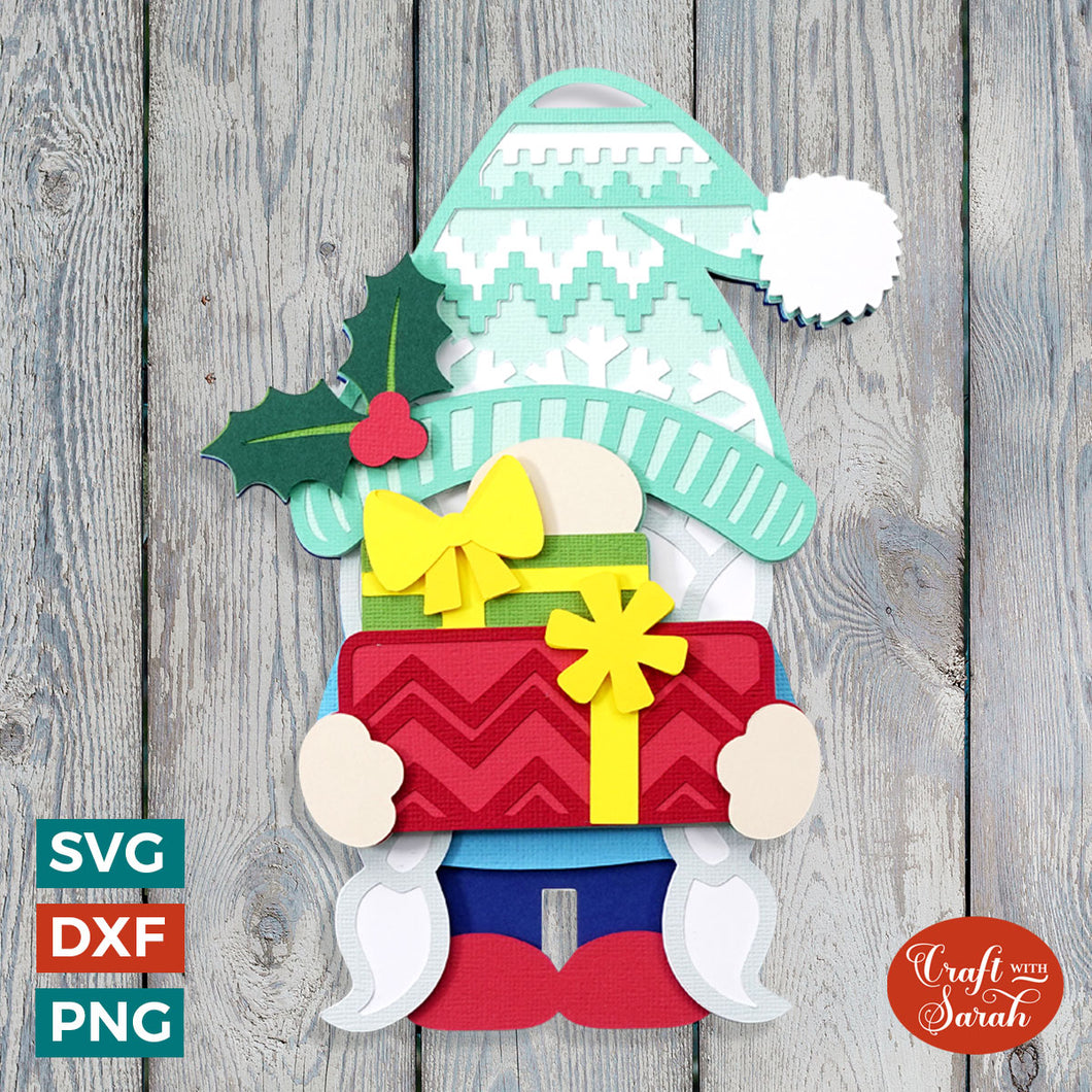 Christmas Present Gnome SVG | Festive Female Gift Gonk Cut Files