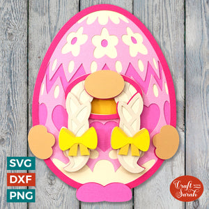 Easter Egg Gnome SVG | Layered Patterned Egg Gonk Cut Files