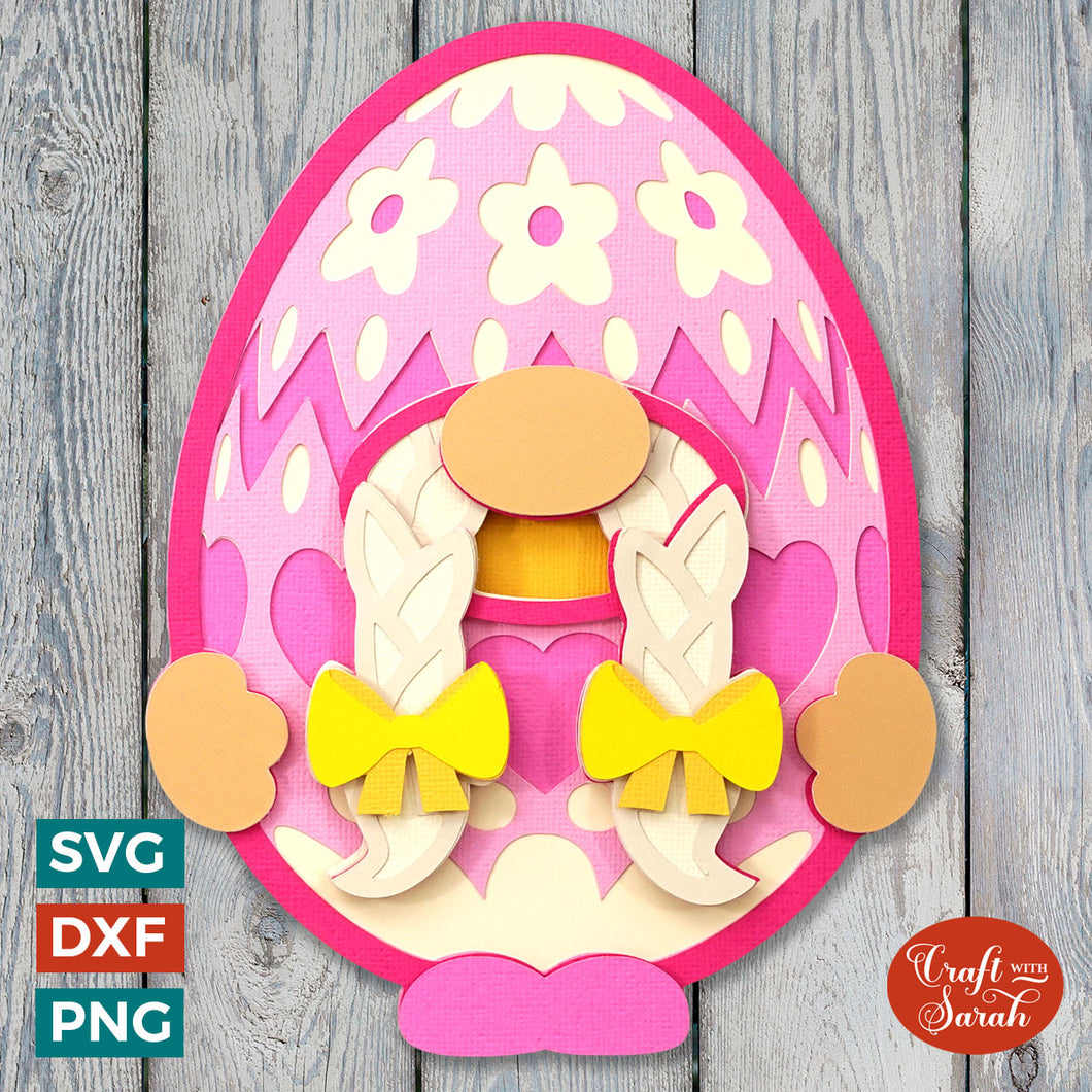 Easter Egg Gnome SVG | Layered Patterned Egg Gonk Cut Files