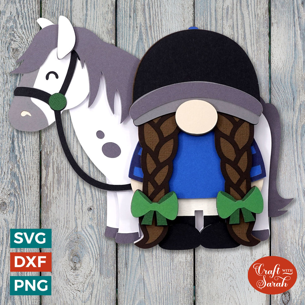 Equestrian Gnome SVG | Layered Female Horse Gonk Cut Files