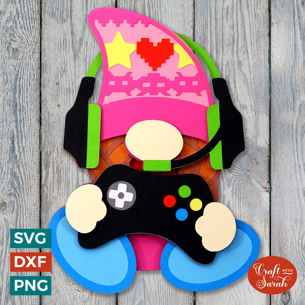 Gamer Gnome SVG | Layered Female Gaming Gonk Cut Files
