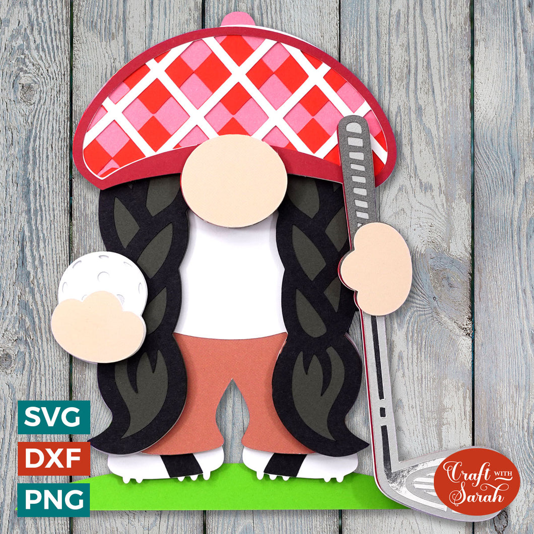 Golf Gnome SVG | Layered Female Golfer Gonk Cut Files