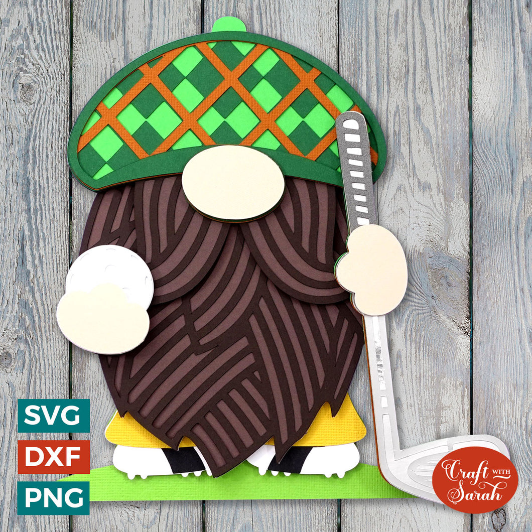 Golf Gnome SVG | Layered Male Golf Player Gonk Cut Files