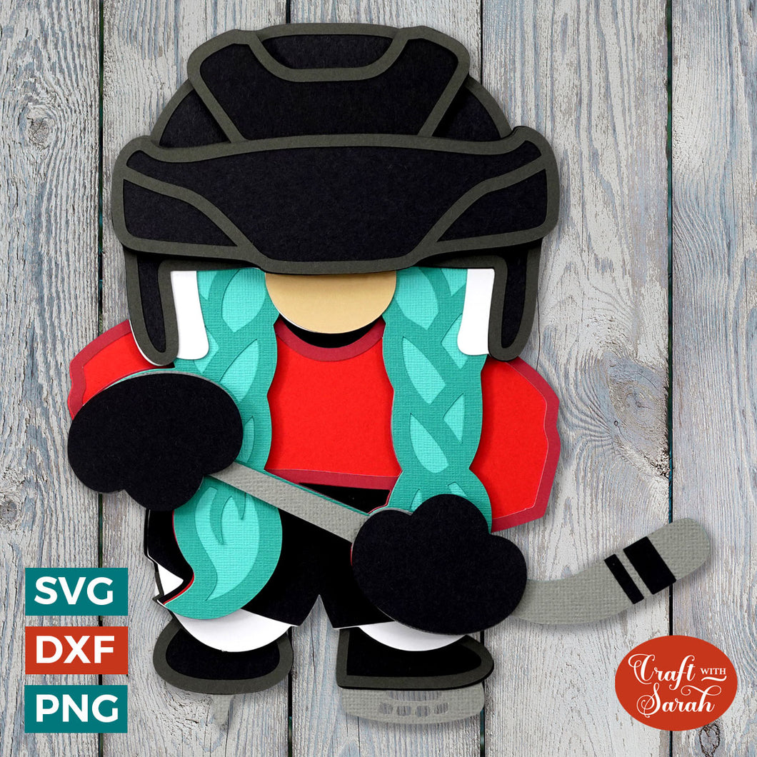 Ice Hockey SVG | Layered Female Hockey Player Gonk Cut Files