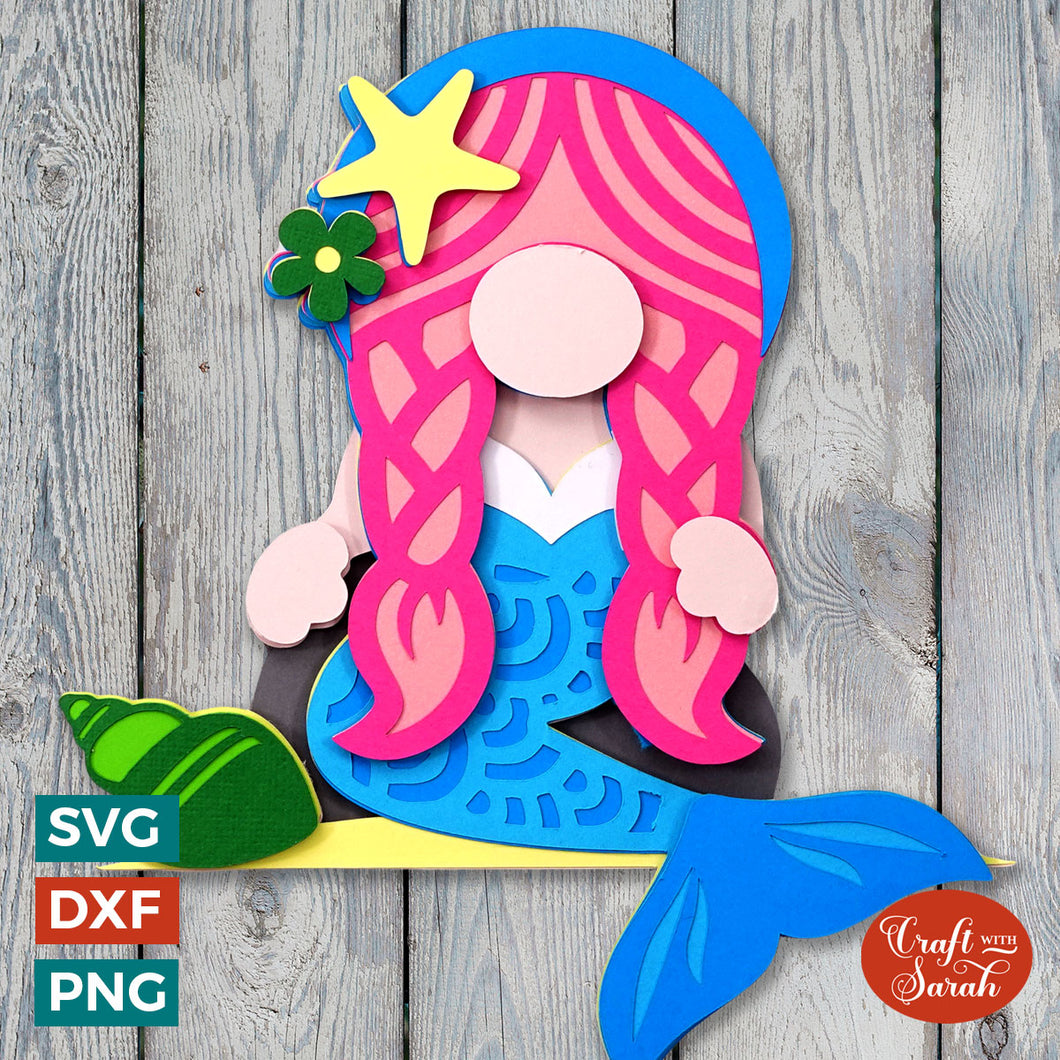 Mermaid Gnome SVG | Layered Ocean Gonk Cut Files