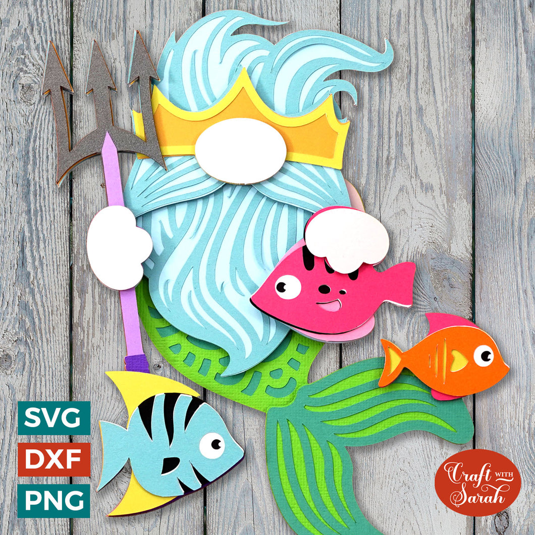 Merman Gnome SVG | Layered Ocean Gonk Cut Files