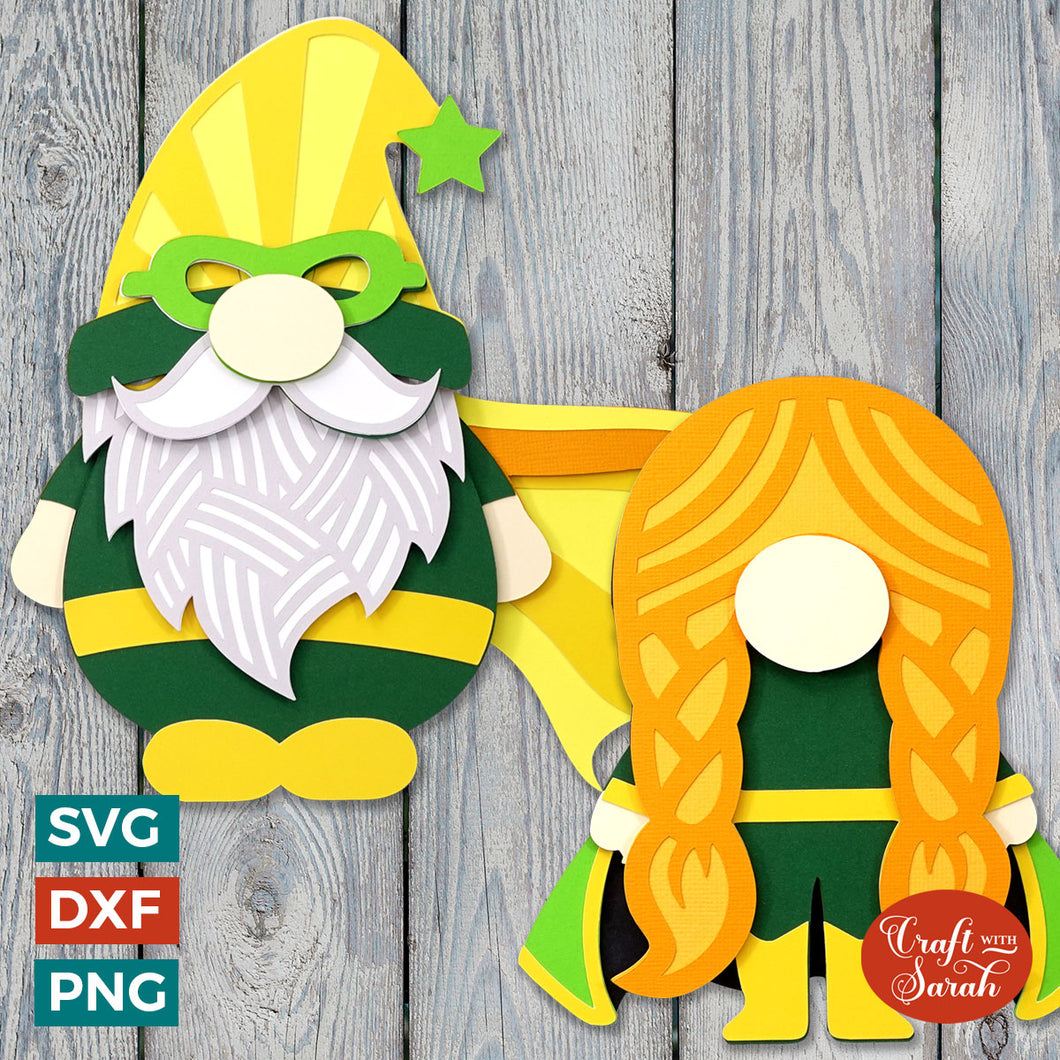 Hero Gnome SVGs | Layered Male & Female Hero Gonk Cut Files