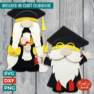 Graduation Gnome SVGs | 3D Male & Female University Gnomes