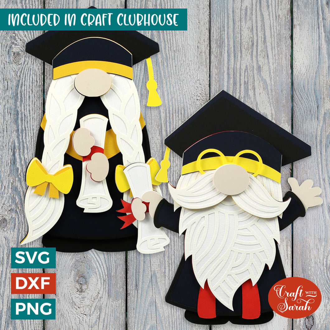 Graduation Gnome SVGs | 3D Male & Female University Gnomes