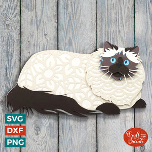 Himalayan Cat SVG | Layered Birman Cat Cutting File