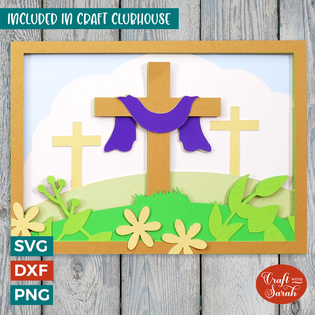 Landscape Crosses Card SVG | Easter Greetings Card Cutting File