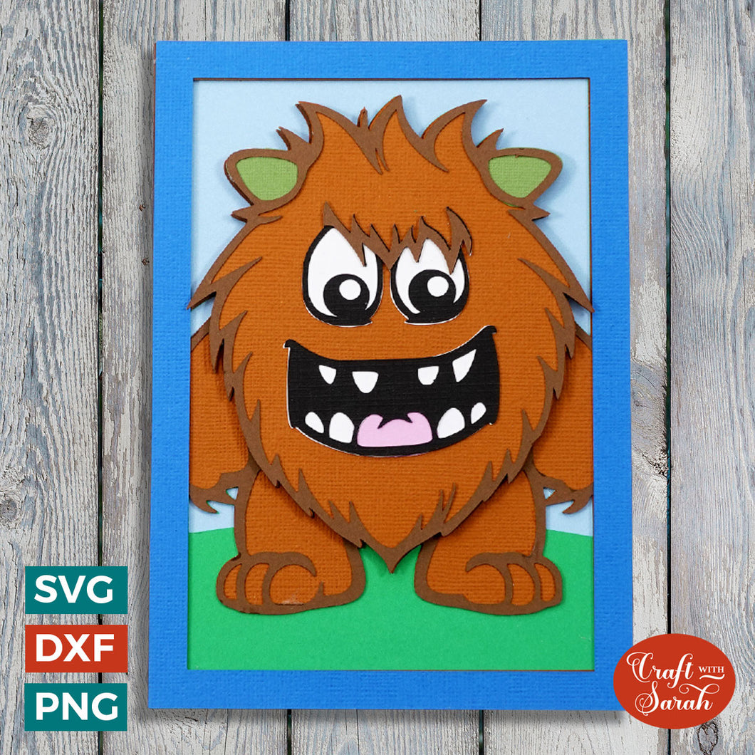 Monster Card SVG | Layered Halloween Monster Greetings Card